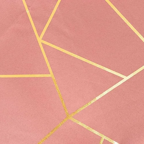 Miniatura 2 de Balsa Circle Mantel redondo de poliéster con diseño geométrico metálico de 120 pulgadas, color canela y oro rosa Rosa canela