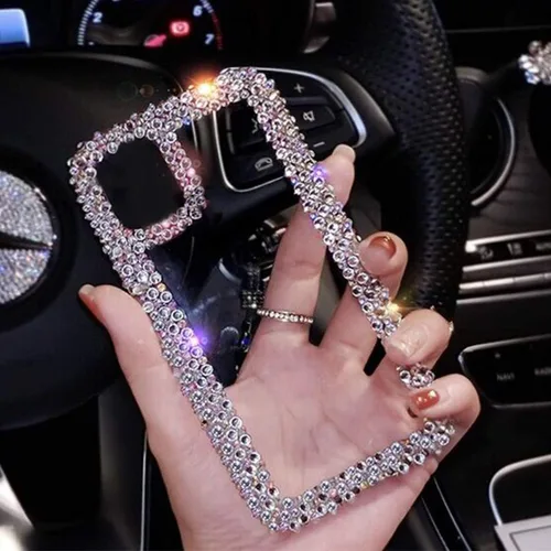 Miniatura 5 de Funda compatible con iPhone 15 para mujeres y niñas, funda 3D con purpurina brillante y destellos, funda de lujo con encantos de cristal