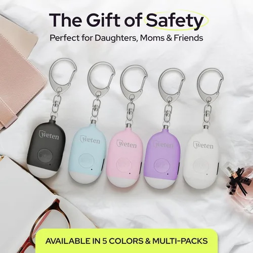 Miniatura 7 de Weten Llavero de alarma personal recargable, sirena de 130 dB y luz LED, elegante alerta de seguridad personal para que las mujeres lo lleven