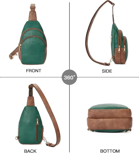 Miniatura 41 de Telena Riñonera pequeña para mujer, de cuero, cangureras, bolsa de pecho para mujer