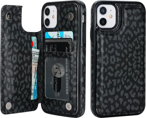 Miniatura 10 de HAOPINSH Funda tipo cartera para iPhone 11 con portarjetas, patrón de mármol rosa azul con tapa trasera plegable, funda de cuero PU con soporte