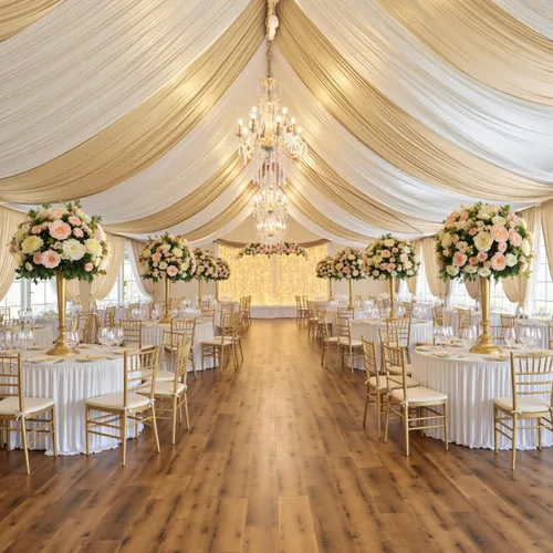 Miniatura 32 de 2 paneles de cortinas de techo beige de 5 x 30 pies para fiestas de boda – 30 pies extra largas de poliéster grueso sin arrugas, decoración