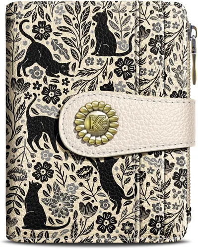 Miniatura 17 de Kelvoris Cartera pequeña Rfid para mujer, plegable, con cremallera, bolsillo para monedas, piel sintética, compacto, para tarjetas de crédito