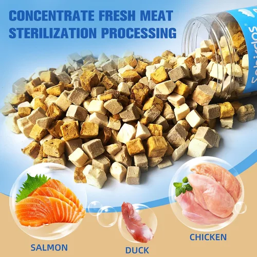 Miniatura 3 de Golosinas de tortuga, alimento 3 en 1 de tortuga, hecho con carne fresca, pollo, pato y pescado liofilizado, proteína enriquecida y vitaminas