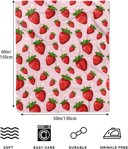Miniatura 7 de Manta de fresa rosa para niñas, manta suave y ligera de fresa para sofá cama, viajes, camping, idea de regalo, 50x60 pulgadas Rosa Starryberry
