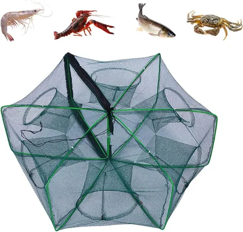 Miniatura 10 de La trampa de pesca plegable mágica, kit de pesca fortalecida autoplegable, trampa de cebo de pesca, red de pesca portátil para cangrejo, cangrejos