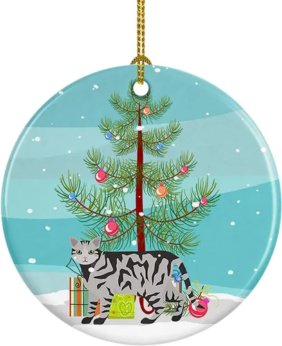 Miniatura 77 de Caroline's Treasures Adorno de cerámica con texto en inglés "Merry Christmas" para colgar en el árbol de Navidad, decoración para el hogar, Navidad