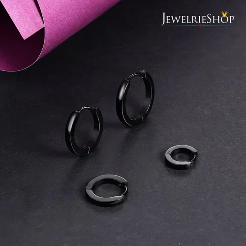 Miniatura 6 de JewelrieShop - Juego de aretes de aro quirúrgicos dorados, hipoalergénicos, aretes de aro para hombre (oro, negro, aretes de aro de acero inoxidable)