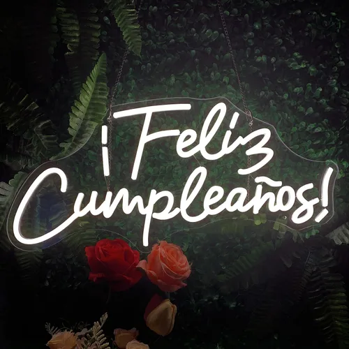 Cartel de neón LED de Feliz Cumpleaños, más grande para decoración de pared con modulador de luz de cadena USB, reutilizable, letrero LED