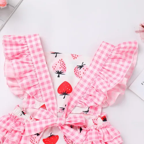 Miniatura 5 de IMEKIS Conjunto de ropa para bebé niña de primer cumpleaños con diadema de verano para sesión de fotos