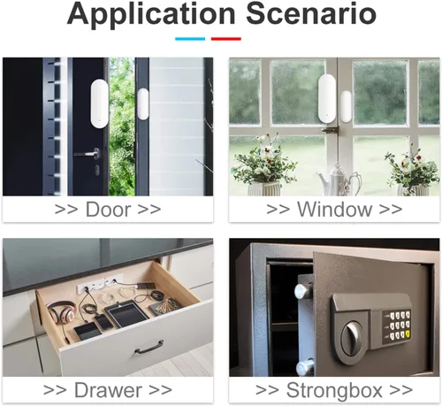 Miniatura 7 de Sensor WiFi para puerta y ventana: sensor de contacto inalámbrico con alertas de notificación de aplicaciones gratuitas, sensor de puerta