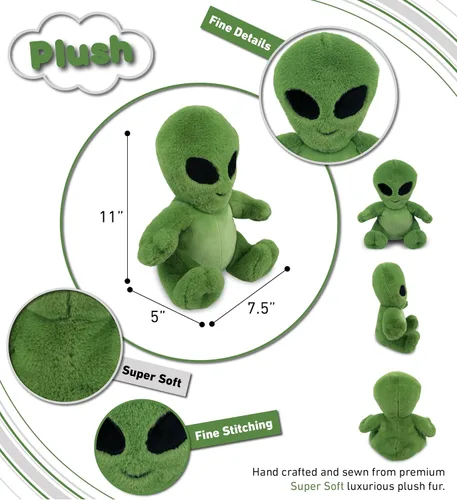 Miniatura 3 de DolliBu Peluche alienígena de peluche, alienígena verde suave, abrazable, adorable juguete de peluche de criatura espacial, lindos regalos extraños