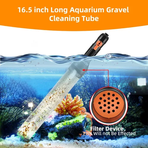 Miniatura 5 de enomol Aspiradora de grava para acuario, cambiador de agua, herramientas de limpieza de peceras, bomba rápida universal de sifón, cambio de agua