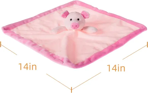 Apricot Lamb Manta de seguridad de animales de peluche, manta de personaje de cerdo rosa, manta de personaje para guardería, felpa de lujo (cerdo