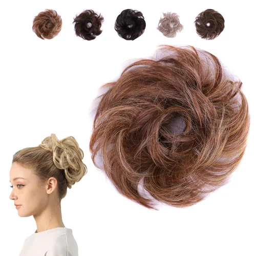 Miniatura 8 de Juvabun Pieza de pelo pequeño y desordenado color negro – Coletero sintético ondulado y rizado para mujer, mini extensión de moño para cabello fino