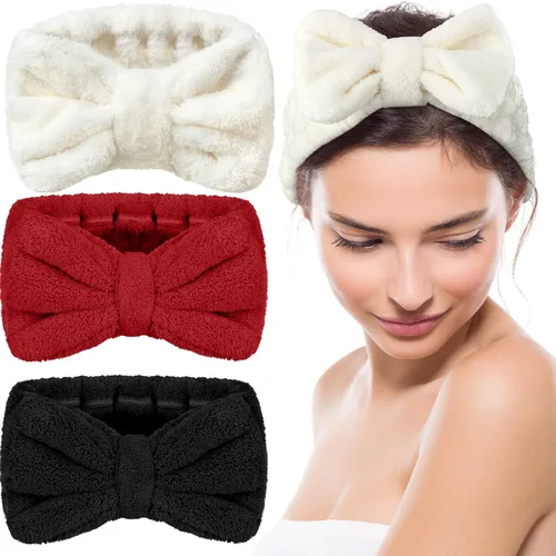 Miniatura 17 de Diadema de toalla de 3 piezas para mujer, diadema de maquillaje para lavar la cara, maquillaje de spa, diadema de microfibra con lazo para la ducha