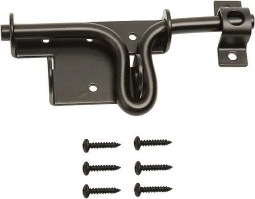Miniatura 2 de Pestillo de puerta de perno deslizante negro resistente con orificio para candado, herrajes sólidos, pernos deslizantes de metal grueso, cerraduras