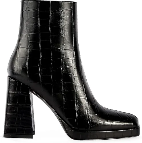 Miniatura 2 de ANN CREEK Botines de tacón grueso para mujer, con cremallera lateral, punta cuadrada, tacón alto, botas casuales