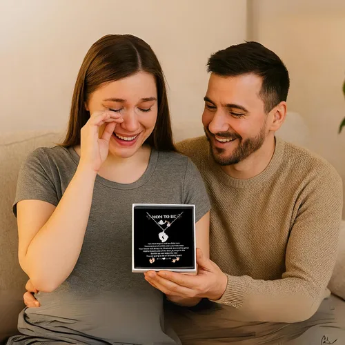 Miniatura 6 de Regalo para mamá – Collar con colgante de pies de bebé con una tarjeta de mensaje, regalo de embarazo para madres primerizas que esperan mujeres
