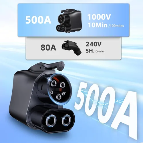 Miniatura 3 de Adaptador NACS a CCS1 EV, adaptador de carga rápida de 500 A/1000 V CC, compatible con vehículos eléctricos CCS1 seleccionados para supercargadores