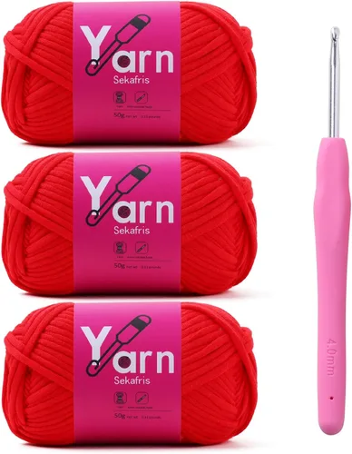 Miniatura 50 de Hilo de Crochet con Hilo de Algodón para Crochet – Hilos de Crochet Tejido para Principiantes con Puntadas Fáciles de Ver – Hilo para Crochet