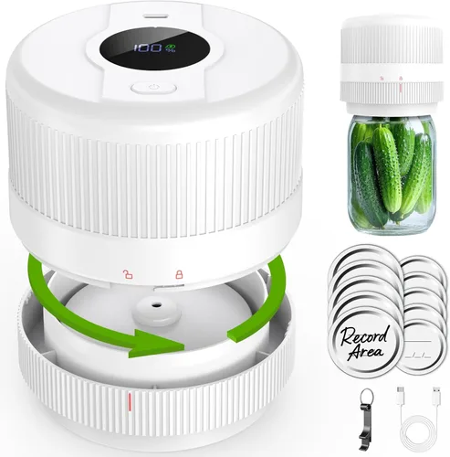 Miniatura 12 de Kit de Sellador al Vacío para Frascos Mason, Sellador Eléctrico para Tapas Mason de Boca Ancha y Regular, Sellador al Vacío para Frascos Mason