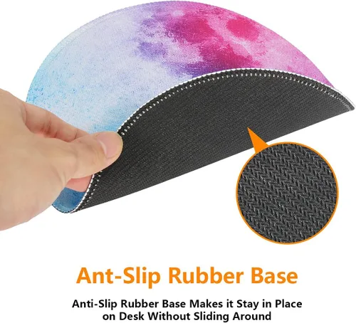Miniatura 4 de Mouse pad redondo de goma antideslizante de tierra planeta azul de 8.66 x 8.66 x 0.07 pulgadas con borde cosido plegable para computadora