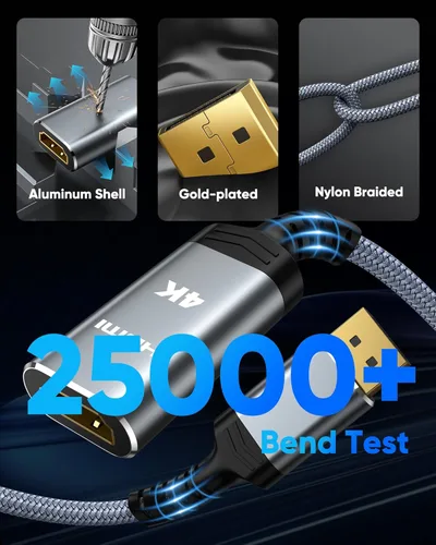 Miniatura 7 de Highwings Adaptador de DisplayPort 4K a HDMI, Unidireccional DP 1.2 de Computadora a Pantalla HDMI 2.0, Adaptador de DisplayPort a HDMI