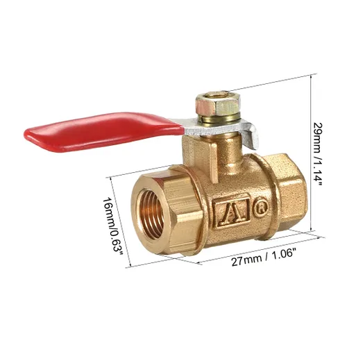 Miniatura 2 de uxcell Interruptor de cierre de válvula de bola de aire de latón G1/8 hembra a hembra, acoplador de montaje de tubería de tubería de 180 grados