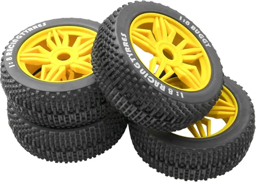 Miniatura 6 de ShareGoo OD 4.52 pulgadas 1/8 RC Buggy neumáticos de goma con 5 radios llanta de plástico hexagonal de 0.669 in compatible con Arrma Kyosho Exceed