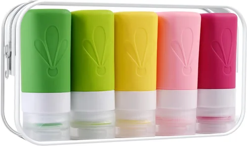 Miniatura 14 de INSFIT Botellas de viaje para artículos de tocador, artículos de aseo de tamaño de viaje de 3 onzas aprobadas por la TSA, sin BPA, tubos de silicona