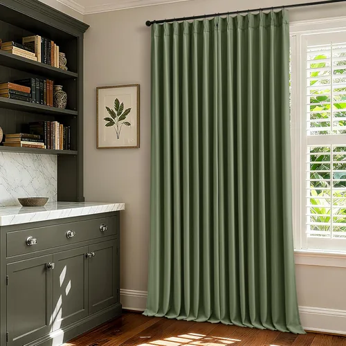 Miniatura 104 de Juego de 2 paneles de cortinas plisadas negras de 80 pulgadas para sala de estar, cortinas plisadas de lino con forro de 80 pulgadas de largo, 100%