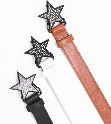 Miniatura 2 de CYee Y2K - Cinturón de cuero con hebilla de estrella, accesorios para mujer, estilo punk, indie, con ojales, para mujer
