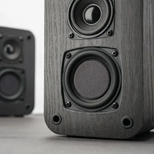 Miniatura 3 de RIOWOIS Altavoces pasivos de estantería para sonido envolvente de cine en casa, altavoces estéreo satelital con sonido más nítido y veta de madera