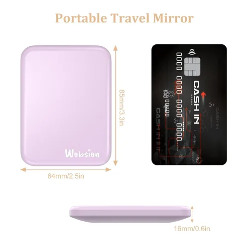 Miniatura 8 de WOBSION Espejo de viaje recargable con luz, espejo de aumento compacto 1x/3x para maquillaje, 3 modos de color, portátil para bolso, bolsillo