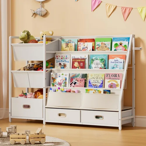 HAVLOTII Estantería para niños y almacenamiento de juguetes, estante para libros para habitaciones de niños, estantería para bebés para guardería,