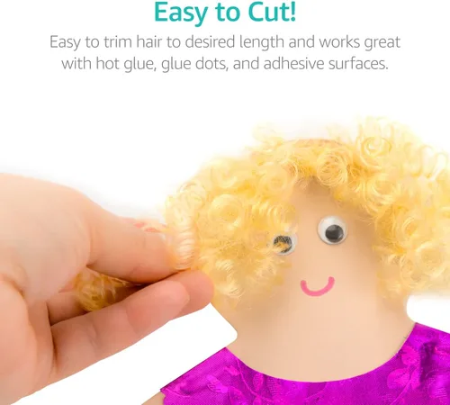 Miniatura 4 de Hygloss Cabello Rizado de Muñeca de 16 oz para Manualidades Surtido - Cabello Sintético Premium para Hacer Muñecas, Marionetas y Proyectos de Artes