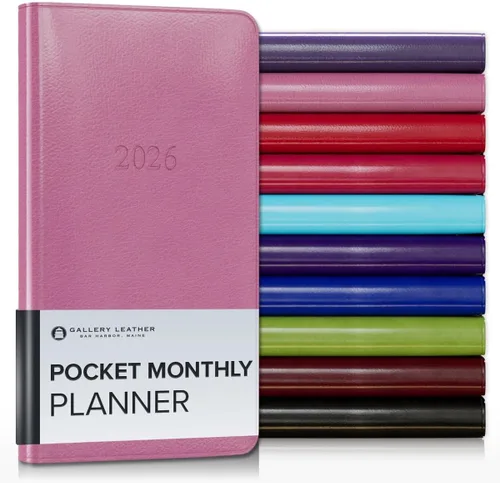 Miniatura 126 de Gallery Leather Agenda Mensual Grande 2025-2026, Elegantemente Encuadernada Planificador de Calendario y Cuaderno con Elegantes Bordes Dorados, 18