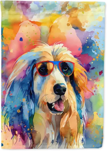 Caroline's Treasures DAC2448GF - Bandera de jardín con diseño de perro afgano hippie Dawg, bandera decorativa para patio exterior, patio, obras de