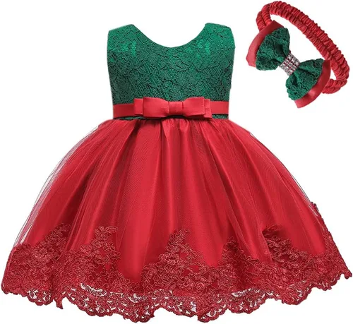 Miniatura 37 de Vestidos de encaje para concursos de niñas bebés de 0-2 años, vestido bordado para fiestas con diadema
