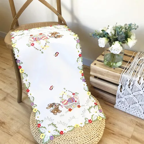 Miniatura 32 de Mantel bordado para decoración de encaje a prueba de polvo, sin arrugas, lavable, floral, rectangular, para cocina, comedor, vacaciones, cumpleaños