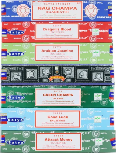 Miniatura 6 de Satya - Juego de regalo de incienso Nag Champa, éxito super, sangre de dragón, sándalo, pachulí, lavanda, vibraciones positivas, 15 g