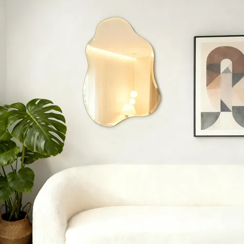 Miniatura 8 de Espejo de pared irregular sin marco de 20 x 28 pulgadas, espejo de tocador decorativo con borde biselado para baño, dormitorio, entrada