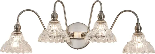 Miniatura 29 de Moderno aplique de pared negro mini lámpara de pared hecha de cuerpo de metal y vidrio estampado prensado retro luz de tocador para dormitorio