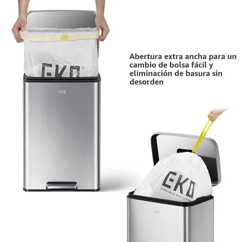 Miniatura 4 de EKO Madison - Bote de basura con pedal de acero inoxidable cepillado de 50 litros/13.2 galones con forro interior - Acabado resistente a las huellas
