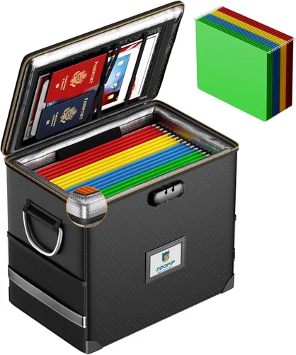 Miniatura 13 de Caja de archivos ignífuga con cerradura, organizador de almacenamiento de caja de documentos, adecuado para colgar carpetas de archivos