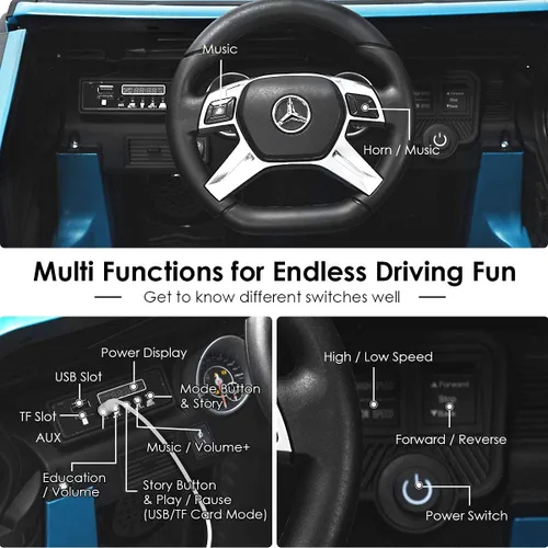 Miniatura 5 de OLAKIDS - Vehículo eléctrico Mercedes-Benz Maybach G650S de 12 V para niños con control remoto de suspensión de ruedas de 3 velocidades, juguete