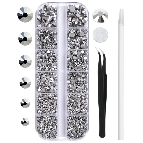 Miniatura 9 de 3820 diamantes de imitación de parte trasera plana aguamarina para deslumbrar, kit de diamantes de imitación pequeños de 0.079 a 0.236 pulgadas