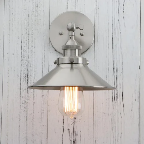 Miniatura 2 de PERMO - Iluminación de pared industrial vintage en metal, apliques de pared en níquel cepillado, lámpara de pared ajustable de 180 grados