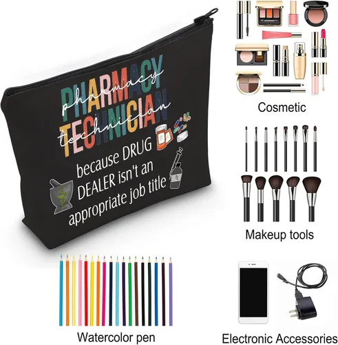 Miniatura 5 de ZJXHPO Pharmacy Tech Survival Kit RX Neceser Técnico de Farmacia Bolsa de Maquillaje con Cremallera Farmacia Tech Apreciación Regalo, BL Pharmacy